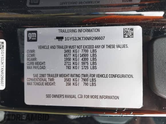 2022 Cadillac Escalade ESV с VIN 1GYS3JKTXNR296607, выставлен на аукционе IAAI как лот 40501859 с пробегом 72 374 миль миль и . История ставок и продаж доступна на DreamBid. Изображение 9.