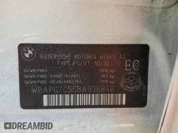 2011 BMW 3 Series 323i с VIN WBAPG7C55BA936846, выставлен на аукционе Copart как лот 49304665 с пробегом 76 062 миль миль и Списание • Salvage title. История ставок и продаж доступна на DreamBid. Изображение 12.