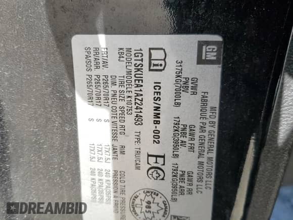 2010 GMC Sierra 1500 SL с VIN 1GTSKUEA1AZ241493, выставлен на аукционе Copart как лот 43072694 с пробегом 172 781 миль миль и Списание • Salvage title. История ставок и продаж доступна на DreamBid. Изображение 12.