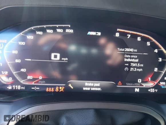 2022 BMW M3 с VIN WBS53AY08NFM32792, выставлен на аукционе Copart как лот 51468675 с пробегом 26 040 миль миль и Списание • Salvage title. История ставок и продаж доступна на DreamBid. Изображение 9.