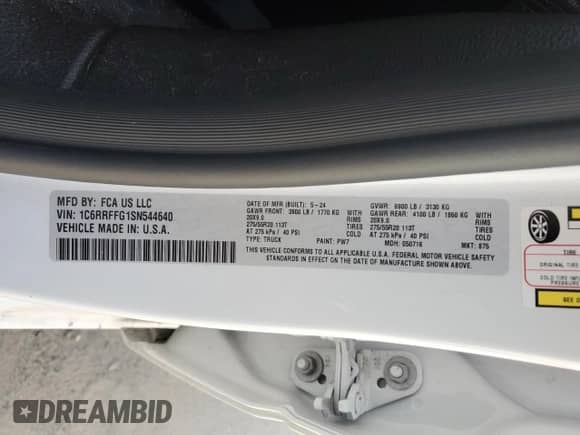 2025 Ram 1500 Big Horn z VIN 1C6RRFFG1SN544640, wystawiony jako Copart lot #65555805 z przebiegiem 8 348 mil mil oraz Szkoda całkowita • Salvage title. Historia ofert i sprzedaży dostępna na DreamBid. Obrazek 12.