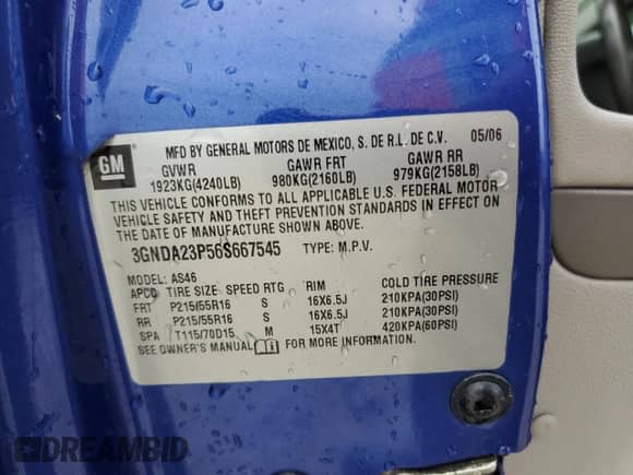 2006 Chevrolet HHR LT с VIN 3GNDA23P56S667545, выставлен на аукционе Copart как лот 69580764 с пробегом 306 621 миль миль и Чистый • Clean title. История ставок и продаж доступна на DreamBid. Изображение 12.