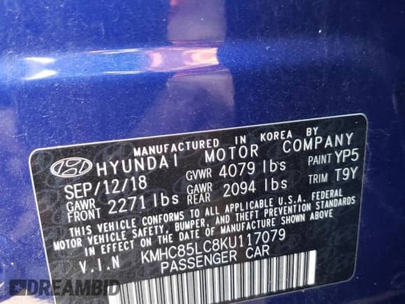 2019 Hyundai Ioniq Limited с VIN KMHC85LC8KU117079, выставлен на аукционе Copart как лот 60196793 с пробегом 81 795 миль миль и . История ставок и продаж доступна на DreamBid. Изображение 12.