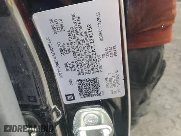 2020 Chevrolet Colorado 2WD LT with VIN 1GCGSCEA7L1241192, listed as a Copart auction lot 70460024 with 45,738 mi miles and Non repairable. Bid and sale history available at DreamBid. Image 14.