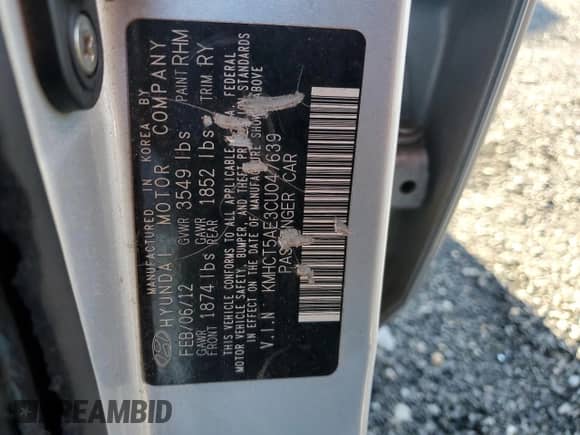 2012 Hyundai Accent GS z VIN KMHCT5AE3CU047639, wystawiony jako Copart lot #71948075 z przebiegiem 145 191 mil mil oraz Szkoda całkowita • Salvage title. Historia ofert i sprzedaży dostępna na DreamBid. Obrazek 12.