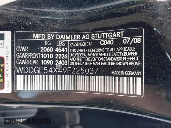 2009 Mercedes-Benz C 300 Sport с VIN WDDGF54X49F225037, выставлен на аукционе IAAI как лот 43177105 с пробегом 227 516 миль миль и . История ставок и продаж доступна на DreamBid. Изображение 9.