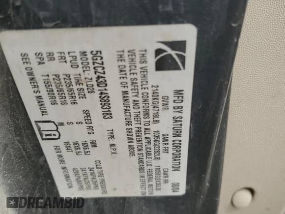 2004 Saturn VUE with VIN 5GZCZ43D14S893183, listed as a Copart auction lot 81898805 with 84,150 mi miles and Clean title. Bid and sale history available at DreamBid. Image 13.