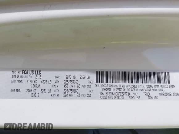 2015 Ram ProMaster Cargo с VIN 3C6TRVAGXFE507734, выставлен на аукционе IAAI как лот 42104593 с пробегом 174 035 миль миль и . История ставок и продаж доступна на DreamBid. Изображение 9.