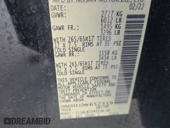 2022 Nissan Frontier SV z VIN 1N6ED1EJ2NN652319, wystawiony jako Copart lot #72067525 z przebiegiem 112 526 mil mil oraz Szkoda całkowita • Salvage title. Historia ofert i sprzedaży dostępna na DreamBid. Obrazek 12.