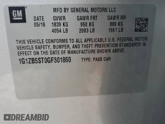 2016 Chevrolet Malibu LS с VIN 1G1ZB5ST0GF301860, выставлен на аукционе Copart как лот 89690845 с пробегом 108 682 миль миль и Списание • Salvage title. История ставок и продаж доступна на DreamBid. Изображение 13.