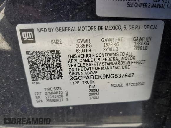 2022 Chevrolet Silverado 1500 Custom with VIN 3GCPABEK9NG537647, listed as a Copart auction lot 66660225 with 40,840 mi miles and Salvage title. Bid and sale history available at DreamBid. Image 12.