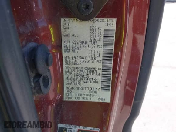 2016 Nissan Frontier SV с VIN 1N6AD0CU1GN719727, выставлен на аукционе IAAI как лот 42314631 с пробегом 209 135 миль миль и . История ставок и продаж доступна на DreamBid. Изображение 9.