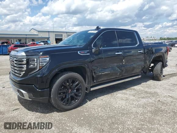 2022 GMC Sierra 1500 Denali with VIN 3GTUUGEL7NG665241, listed as a Copart auction lot 58975895 with 14,571 mi miles and Salvage title. Bid and sale history available at DreamBid. Image 1.