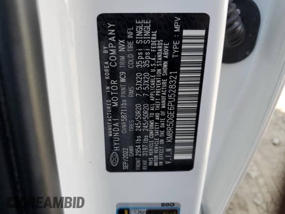 2023 Hyundai Palisade Limited с VIN KM8R5DGE6PU528321, выставлен на аукционе Copart как лот 67070574 с пробегом 22 377 миль миль и Списание • Salvage title. История ставок и продаж доступна на DreamBid. Изображение 13.