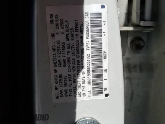 2009 Honda Accord EX-L with VIN 1HGCP36889A004152, listed as a Copart auction lot 89531635 with 143,101 mi miles and Clean title. Bid and sale history available at DreamBid. Image 12.