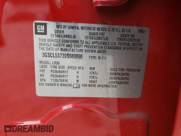 2009 Saturn VUE XR z VIN 3GSCL53739S580896, wystawiony jako Copart lot #79362394 z przebiegiem 97 429 mil mil oraz Szkoda całkowita • Salvage title. Historia ofert i sprzedaży dostępna na DreamBid. Obrazek 16.