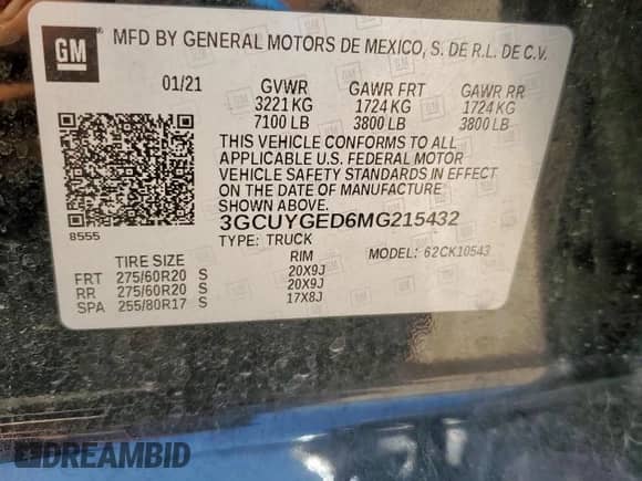 2021 Chevrolet Silverado 1500 LTZ с VIN 3GCUYGED6MG215432, выставлен на аукционе Copart как лот 67749445 с пробегом Не указан миль и Списание • Salvage title. История ставок и продаж доступна на DreamBid. Изображение 12.