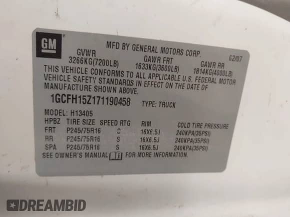 2007 Chevrolet City Express Cargo с VIN 1GCFH15Z171190458, выставлен на аукционе IAAI как лот 42159150 с пробегом 223 780 миль миль и . История ставок и продаж доступна на DreamBid. Изображение 9.