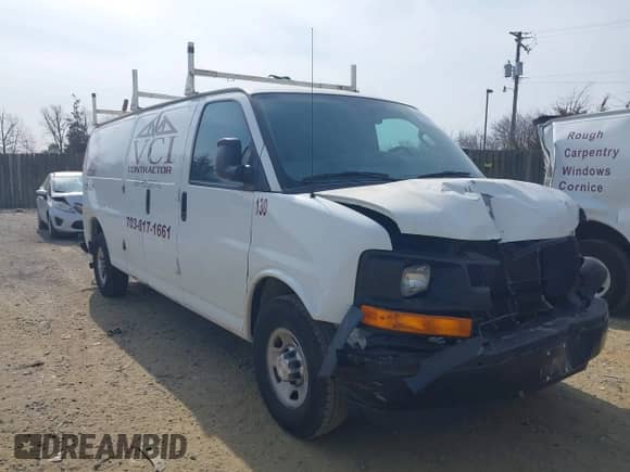 2017 Chevrolet Express Cargo z VIN 1GCZGHFG5H1349912, wystawiony jako IAAI lot #41638800 z przebiegiem 126 262 mil mil oraz . Historia ofert i sprzedaży dostępna na DreamBid. Obrazek 1.