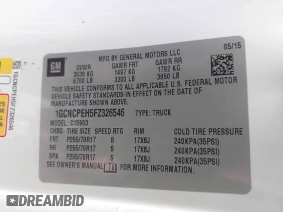 2015 Chevrolet Silverado 1500 Work Truck z VIN 1GCNCPEH5FZ326546, wystawiony jako IAAI lot #41554204 z przebiegiem 27 053 mil mil oraz . Historia ofert i sprzedaży dostępna na DreamBid. Obrazek 9.