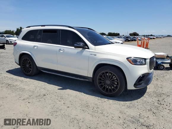 2021 Mercedes-Benz GLS 63 AMG with VIN 4JGFF8KE5MA260762, listed as a Copart auction lot 56516555 with 22,884 mi miles and Salvage title. Bid and sale history available at DreamBid. Image 4.