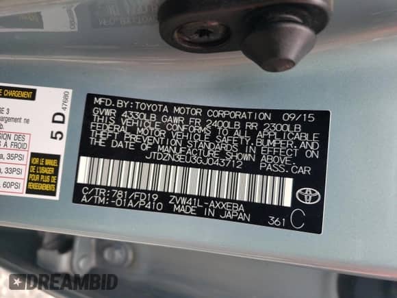 2016 Toyota Prius Two z VIN JTDZN3EU3GJ043712, wystawiony jako Copart lot #63869995 z przebiegiem 62 071 mil mil oraz Szkoda całkowita • Salvage title. Historia ofert i sprzedaży dostępna na DreamBid. Obrazek 12.