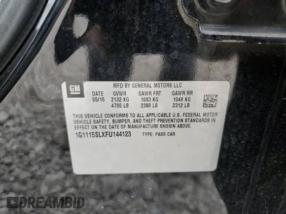 2015 Chevrolet Impala LT с VIN 1G1115SLXFU144123, выставлен на аукционе Copart как лот 71797505 с пробегом 161 099 миль миль и Чистый • Clean title. История ставок и продаж доступна на DreamBid. Изображение 12.