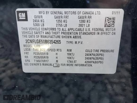 2011 Chevrolet Equinox LTZ with VIN 2CNFLGE50B6354265, listed as a Copart auction lot 84018655 with 131,086 mi miles and Salvage title. Bid and sale history available at DreamBid. Image 13.