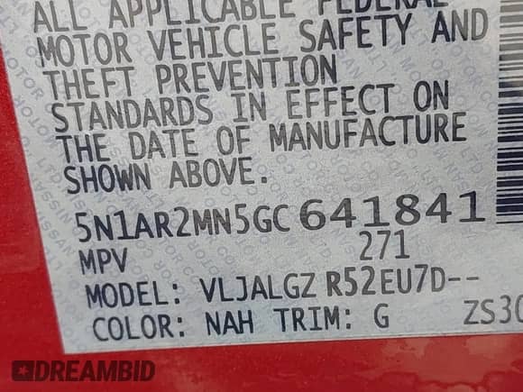 2016 Nissan Pathfinder S z VIN 5N1AR2MN5GC641841, wystawiony jako IAAI lot #42158530 z przebiegiem 80 684 mil mil oraz . Historia ofert i sprzedaży dostępna na DreamBid. Obrazek 9.