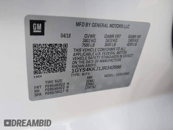 2018 Cadillac Escalade ESV Platinum с VIN 1GYS4KKJ1JR343986, выставлен на аукционе IAAI как лот 42387220 с пробегом 91 616 миль миль и . История ставок и продаж доступна на DreamBid. Изображение 9.