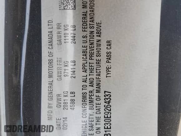 2014 Chevrolet Camaro LT with VIN 2G1FB1E30E9264337, listed as a Copart auction lot 80727405 with 125,606 mi miles and Salvage title. Bid and sale history available at DreamBid. Image 12.