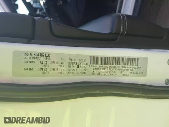 2016 Jeep Grand Cherokee Limited with VIN 1C4RJFBG9GC447906, listed as a IAAI auction lot 43433067 with 133,204 mi miles and . Bid and sale history available at DreamBid. Image 9.