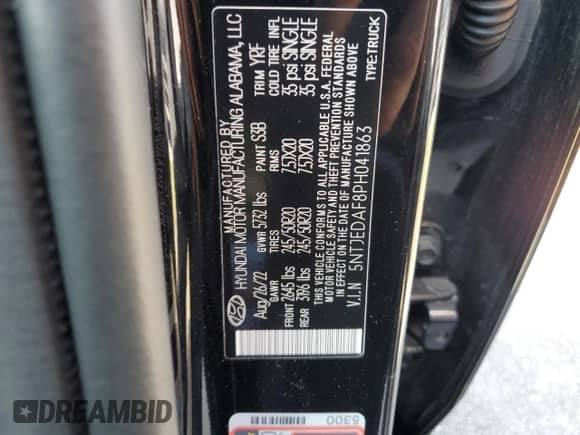 2023 Hyundai Santa Cruz Limited with VIN 5NTJEDAF8PH041863, listed as a Copart auction lot 73824024 with 23,528 mi miles and Salvage title. Bid and sale history available at DreamBid. Image 13.