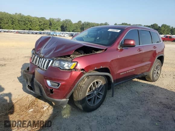 2018 Jeep Grand Cherokee Laredo z VIN 1C4RJEAG4JC361907, wystawiony jako Copart lot #71360285 z przebiegiem 57 290 mil mil oraz Szkoda całkowita • Salvage title. Historia ofert i sprzedaży dostępna na DreamBid. Obrazek 1.