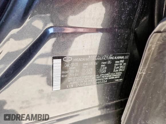 2023 Hyundai Santa Fe Limited с VIN 5NMS44AL3PH653154, выставлен на аукционе Copart как лот 70647515 с пробегом 19 667 миль миль и Списание • Salvage title. История ставок и продаж доступна на DreamBid. Изображение 12.