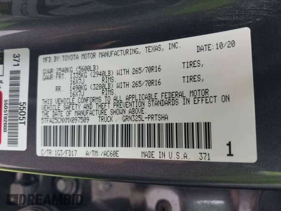 2021 Toyota Tacoma SR5 с VIN 5TFAZ5CNXMX097509, выставлен на аукционе IAAI как лот 41889399 с пробегом 81 598 миль миль и . История ставок и продаж доступна на DreamBid. Изображение 9.