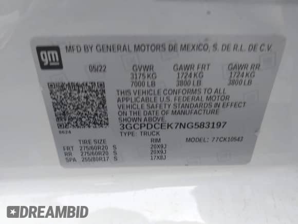 2022 Chevrolet Silverado 1500 Custom Trail Boss с VIN 3GCPDCEK7NG583197, выставлен на аукционе IAAI как лот 40958538 с пробегом 30 086 миль миль и . История ставок и продаж доступна на DreamBid. Изображение 9.