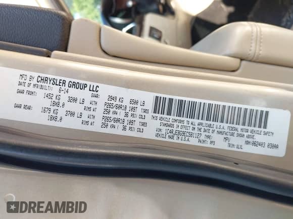 2014 Jeep Grand Cherokee Limited с VIN 1C4RJEBG9EC581127, выставлен на аукционе IAAI как лот 42653982 с пробегом 190 721 миль миль и . История ставок и продаж доступна на DreamBid. Изображение 9.