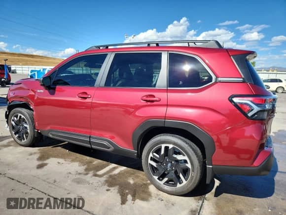 2025 Subaru Forester Limited Hybrid z VIN JF2SLSRD8SH404719, wystawiony jako Copart lot #80115755 z przebiegiem 3 165 mil mil oraz Szkoda całkowita • Salvage title. Historia ofert i sprzedaży dostępna na DreamBid. Obrazek 2.