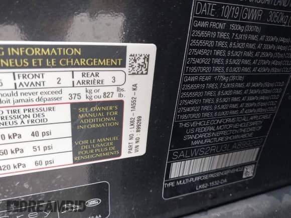 2020 Land Rover Range Rover Sport HST z VIN SALWS2RU3LA899269, wystawiony jako IAAI lot #42320459 z przebiegiem 67 334 mil mil oraz . Historia ofert i sprzedaży dostępna na DreamBid. Obrazek 9.