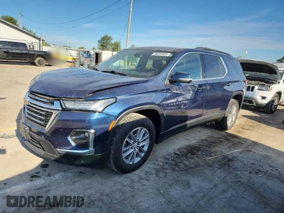 2022 Chevrolet Traverse LT Cloth z VIN 1GNERGKW1NJ125510, wystawiony jako Copart lot #70231925 z przebiegiem 58 876 mil mil oraz Szkoda całkowita • Salvage title. Historia ofert i sprzedaży dostępna na DreamBid. Obrazek 1.