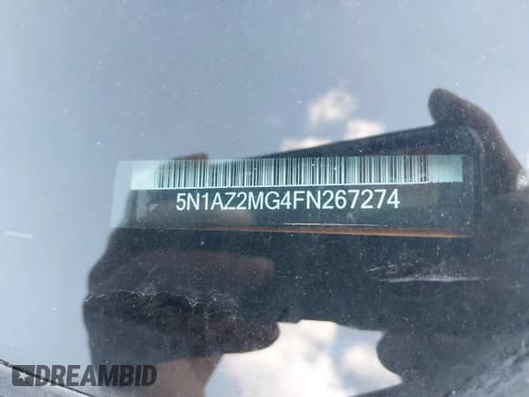 2015 Nissan Murano Platinum с VIN 5N1AZ2MG4FN267274, выставлен на аукционе IAAI как лот 43114076 с пробегом 99 214 миль миль и . История ставок и продаж доступна на DreamBid. Изображение 9.