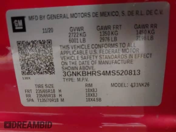 2021 Chevrolet Blazer LT с VIN 3GNKBHRS4MS520813, выставлен на аукционе IAAI как лот 41095904 с пробегом 85 184 миль миль и . История ставок и продаж доступна на DreamBid. Изображение 9.