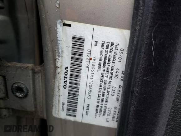 2001 Volvo S60 с VIN YV1RS61R112068583, выставлен на аукционе Copart как лот 81700044 с пробегом Не указан миль и Чистый • Clean title. История ставок и продаж доступна на DreamBid. Изображение 13.