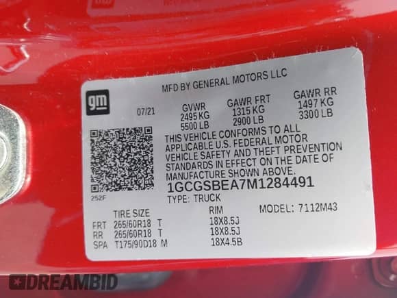 2021 Chevrolet Colorado 2WD Work Truck z VIN 1GCGSBEA7M1284491, wystawiony jako IAAI lot #42391941 z przebiegiem 41 596 mil mil oraz . Historia ofert i sprzedaży dostępna na DreamBid. Obrazek 9.