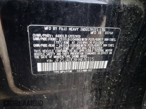 2015 Subaru Forester Premium z VIN JF2SJADC8FH476315, wystawiony jako Copart lot #82646385 z przebiegiem 186 408 mil mil oraz Czysty tytuł • Clean title. Historia ofert i sprzedaży dostępna na DreamBid. Obrazek 12.