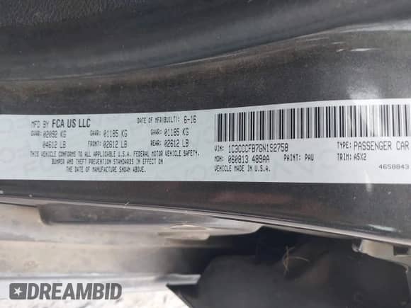 2016 Chrysler 200 LX с VIN 1C3CCCFB7GN192758, выставлен на аукционе IAAI как лот 43378751 с пробегом 141 375 миль миль и . История ставок и продаж доступна на DreamBid. Изображение 9.