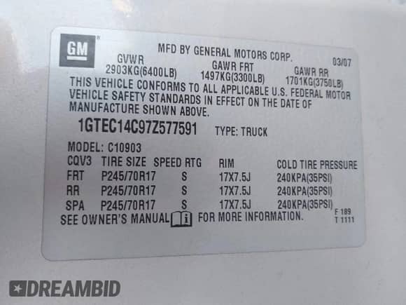 2007 GMC Sierra 1500 Work Truck с VIN 1GTEC14C97Z577591, выставлен на аукционе IAAI как лот 40972175 с пробегом 100 480 миль миль и . История ставок и продаж доступна на DreamBid. Изображение 9.