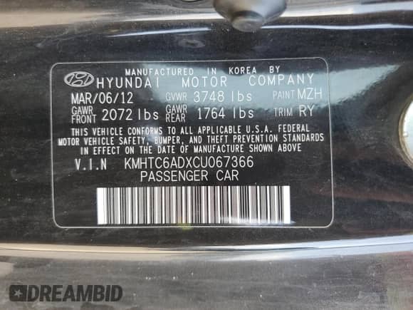 2012 Hyundai Veloster w/Red Int z VIN KMHTC6ADXCU067366, wystawiony jako Copart lot #70573895 z przebiegiem 358 079 mil mil oraz Czysty tytuł • Clean title. Historia ofert i sprzedaży dostępna na DreamBid. Obrazek 12.