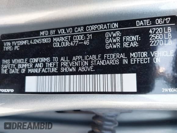 2018 Volvo S60 Dynamic с VIN YV126MFL4J2451903, выставлен на аукционе IAAI как лот 41844843 с пробегом 118 026 миль миль и . История ставок и продаж доступна на DreamBid. Изображение 9.
